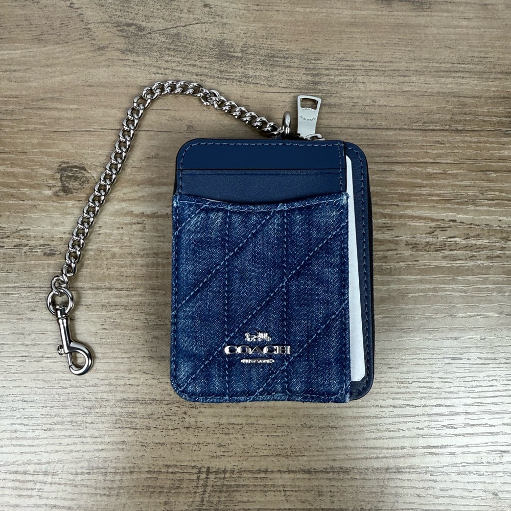 NWT Coach Zip Card CaseWith Quilting CAR26 Denim  Price Is Firm